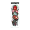 Waterproof full arm temporary tattoo sticker with Japanese hannya mask and koi fish design. - Hannya Koi Skull (AC-006)