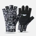 Vingervrije fietshandschoenen voor heren en dames, ademende sport handschoenen met geometrisch patroon. - M / Zwart