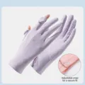 Guanti da sole in seta di ghiaccio viola da donna, variante protezione UV dita aperte. - Taglia unica / Viola