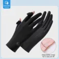 Guanti da sole in seta di ghiaccio da donna, protezione UV senza dita sottili da ciclismo. - Taglia unica / Nero