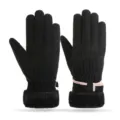 Dames Winter Skihandschoenen Gevoerd Vlies Waterdicht Winddicht Fietsen Warmte Handschoen - Huidvriendelijk Platte Strik Zwart