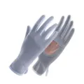 Ice silk sun protection gloves for women, breathable hollow palm design in elegant grey. - One Size / Gray