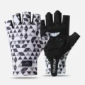 Zwarte witte geometrische vingerloze fietshandschoenen antislip schokabsorberende sport handschoen - M / Wit