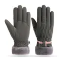 Donkergrijze Dames Skihandschoenen Gevoerd Touchscreen Waterdicht Winter Handschoenen - Huidvriendelijk Platte Strik Grijs