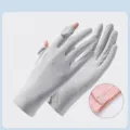 Guanti da sole in seta di ghiaccio grigi da donna, variante estiva anti-UV senza dita in bici. - Taglia unica / Grigio