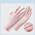 Guanti da protezione solare in seta di ghiaccio rosa, guanti da ciclismo anti-UV donna. - Taglia unica / Rosa