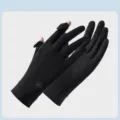 Guanti da sole in seta di ghiaccio donna nero senza dita protezione UV traspirante ciclismo - Taglia unica / Nero