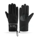 Black winter thermal ski gloves for women, fleece lined waterproof cycling touch screen. - Skin-Feel Women Black