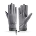 Winter warm touch screen gloves for women fleece lined outdoor cycling windproof waterproof - Skin-Feel Women Gray