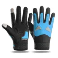 Men's full finger cycling gloves anti-slip touch screen sport gloves in black and blue - One Size / Bat Blue
