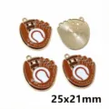 Baseball glove alloy enamel charm detail view, metal back and front view, DIY jewelry making - Baseball Glove Pendant (AD5-43)