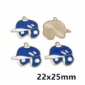 Blue baseball helmet enamel alloy charm pendant for DIY jewelry making and accessories keychain - Blue Baseball Cap Pendant (AD7-07)
