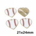 Alloy enamel baseball heart shape pendant DIY jewelry accessories bag charm 21x24mm - Heart Baseball Pendant (F4-05)