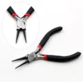 Mini jewelry making pliers with ergonomic black and red handles for DIY crafting and precision work. - M7-22 Round Nose Pliers / 60.00g