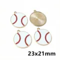 Baseball enamel metal charms pendant DIY jewelry making accessories size 23x21mm pcs - Round Stitched Baseball Pendant (F1-44)