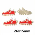 Red white enamel sneaker shoe metal charms pendant diy jewelry accessories size 26x15mm - Red and White Baseball Shoe Pendant (F4-12)
