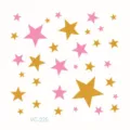 Gold foil pink star temporary tattoo sticker sheet variant for party decoration use. - VC-225