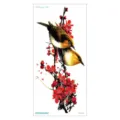 Waterproof 3D temporary tattoo sticker with colorful birds and flower branch design for arms. - QC-660 / 210*100mm
