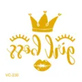 Gold foil temporary tattoo sticker with crown, lips, and eyelashes design for party. - VC-230