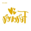 Gold metallic temporary tattoo sticker with cute heart and cursive text design for party style. - VC-232