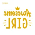 Waterproof gold foil temporary tattoo sticker with crown and awesome girl text design. - VC-233