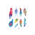 Watercolor feather temporary tattoo sticker sheet with vibrant gradient colorful designs. - FG-021 / 105*120mm