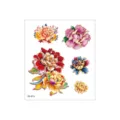 Waterproof glitter floral temporary tattoo sheet with colorful peony designs for body art. - FG-015 / 105*120mm