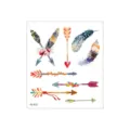 Watercolor feather arrow temporary tattoo sheet, colorful body art sticker for women. - FG-022 / 105*120mm