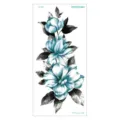 Waterproof 3D blue flower arm temporary tattoo sticker floral body art design for daily wear - QC-692 / 210*100mm