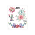 Watercolor succulent cactus temporary tattoo sticker sheet with cute English text design - FG-014 / 105*120mm