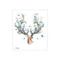 Waterproof temporary tattoo sticker with deer head and blue butterflies design, perfect. - FG-026 / 105*120mm