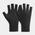Black half-finger UV protection ice silk gloves for driving cycling and nail art anti-slip style. - Half Finger Style B Black