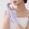 Light purple ice silk half finger sun protection sleeves for driving and outdoor use. - Half Section Style Purple