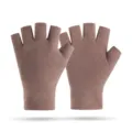 Brown thermal half-finger fleece gloves, extra stretch winter cycling driving gloves - German Velvet Half-Finger Brown