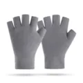 Thermal fleece half-finger gloves for cycling driving winter men women solid grey - German Velvet Half-Finger Gray