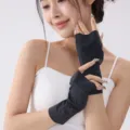Women ice silk sun protection fingerless sleeves anti-uv black arm cover driving cycling - Half Section Style Black