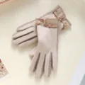 Vrouwen kasjmier warme handschoenen winter touchscreen vinger mode brei handschoenen met gesp - Kasjmier Kettingspeld Dames Beige