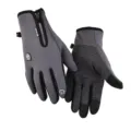 Waterdichte winter fiets handschoenen met rits warme fleece thermische winddichte buiten - S / Reflecterend Grijs