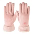 Women winter touchscreen gloves plush lined suede warm gloves for outdoor cycling driving - One Size / Faux Suede Pink