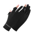 Summer ice silk anti-UV fingerless sun protection gloves with anti-slip palm for outdoor. - M / Back Hand Buckle Black