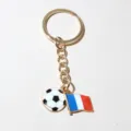 Alloy football and French flag keychain pendant with 25mm key ring for DIY bag decor. - France Flag