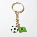Porte-clés pendentif ballon de football alliage doré et drapeau Brésil pour bricolage. - Drapeau du Brésil