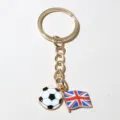Porte-cles pendentif ballon de football et drapeau UK avec anneau 25mm pour bijoux DIY deco - Motif Union Jack