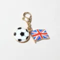 Metal soccer football and UK flag enamel charm pendant with lobster clasp for DIY crafts. - UK Flag Style (SG-D5-36-AB1-02)