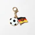 Soccer Ball and GDR Flag Metal Lobster Clasp Keychain Pendant DIY Handmade Accessory - Germany Flag Style (SG-D5-31-AB1-02)