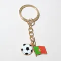 Porte-cles pendentif drapeau du Portugal et ballon de football en email, accessoire de style option. - Drapeau du Portugal