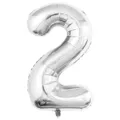 Ballon en aluminium argenté chiffre 2 de 32 pouces pour décoration de fête d'anniversaire. - Chiffre 2