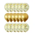 Lot de 12 pouces de ballons en latex à confettis dorés et métalliques pour décor de fête. - Ensemble Métallique