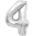 Ballon aluminium argenté chiffre 4 pour décoration de fête d'anniversaire détail. - Chiffre 4