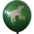 Ballon en latex de Noël vert avec impression de renne mignon, idéal pour la déco de fête. - Style Noël A